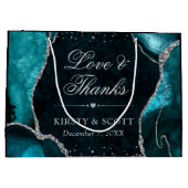 ティール（緑がかった色）銀グリッターアガテ結婚ス ラージペーパーバッグ (裏面)