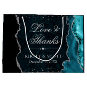 ティール（緑がかった色）銀グリッターアガテ結婚ス ラージペーパーバッグ (裏面)