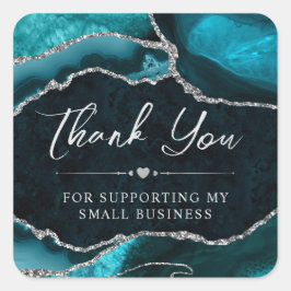 ティール（緑がかった色）銀グリッターアゲイト小規模企業 スクエアシール