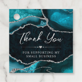 ティール（緑がかった色）銀グリッターアゲイト小規模企業 フェイバータグ