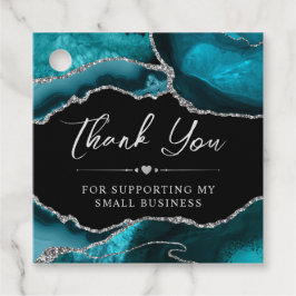 ティール（緑がかった色）銀グリッターアゲイト小規模企業 フェイバータグ