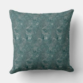 ティール(緑がかった色)銀ペイズリー模様 クッション (裏面)