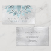 ティール(緑がかった色)銀ロータス 名刺 (正面/裏面)