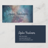 ティール（緑がかった色）銀河系とネイビーブルー芸術的作家 名刺 (正面/裏面)