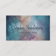 ティール（緑がかった色）銀河系とネイビーブルー芸術的作家