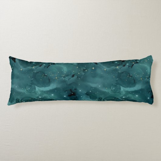 ティール(緑がかった色)銀河系シリーズデザイン2 ボディピロー (正面)