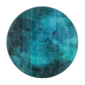 ティール（緑がかった色）銀河系シリーズデザイン7 カッティングボード (正面)