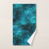 ティール(緑がかった色)銀河系シリーズデザイン7 バスタオルセット (ハンドタオル)
