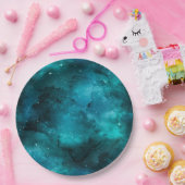 ティール（緑がかった色）銀河系シリーズデザイン7 ペーパープレート (パーティー)