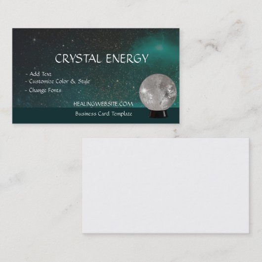 ティール（緑がかった色）銀河系癒し結晶球 名刺 (正面/裏面)