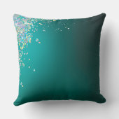 ティール（緑がかった色）銀紙吹雪 クッション (裏面)