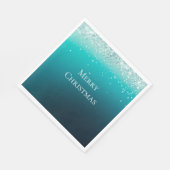 ティール（緑がかった色）銀紙吹雪 スタンダードランチョンナプキン (角)