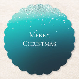 ティール(緑がかった色)銀紙吹雪 ペーパーコースター