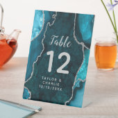 ティール（緑がかった色）銀結婚銀座表 台座サイン (インサイチュ)