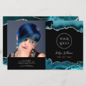 ティール（緑がかった色）銀重2折パンフレット (正面/裏面)