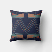 ティール(緑がかった色)銅オンネイビーブルージグザグザグサウスウエストルック クッション (裏面)