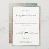 ティール（緑がかった色）銅光沢グリッターワークショップイベント招待状 サンキューカード (正面/裏面)