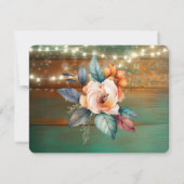 ティール(緑がかった色)銅木材フローラライト日付を保存 ノートカード (裏面)