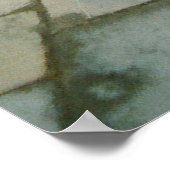 ティール（緑がかった色）鋼製窓枠付き木製扉 ポスター (角)