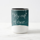 ティール(緑がかった色)雪だるまウィンターシーンクリスマスマグ ツートーンマグカップ (中央)