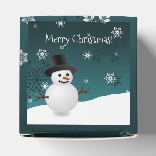 ティール(緑がかった色)雪だるま冬の風景クリスマスの好意ボックス フェイバーボックス (上部)