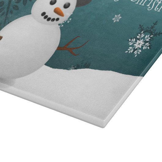 ティール(緑がかった色)雪だるま冬シーンクリスマスカッティングボード カッティングボード (角)
