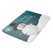 ティール(緑がかった色)雪だるま冬シーンクリスマスバスマット バスマット (アングル)