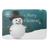 ティール(緑がかった色)雪だるま冬シーンクリスマスバスマット バスマット (正面)