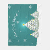 ティール（緑がかった色）雪クリスマスツリーブランケット フリースブランケット (正面)