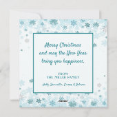 ティール（緑がかった色）雪片の写真 シーズンカード (裏面)