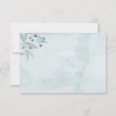 ティール(緑がかった色)青い蝶の葉植物性 サンキューカード (裏面)