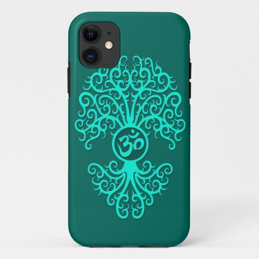 ティール(緑がかった色)青いOmの木 Case-Mate iPhoneケース (裏面)