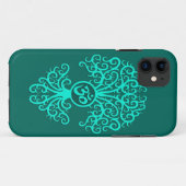 ティール(緑がかった色)青いOmの木 Case-Mate iPhoneケース (裏面(横))