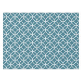 ティール(緑がかった色)青く幾何学的なパターンテーブルクロス テーブルクロス (正面(横))