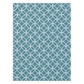 ティール(緑がかった色)青く幾何学的なパターンテーブルクロス テーブルクロス (正面)