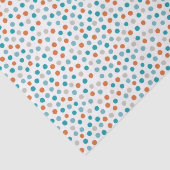 ティール(緑がかった色)、青とオレンジの水玉模様ティッシュペーパー 薄葉紙 (詳細)