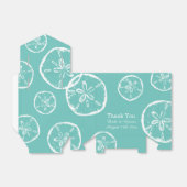 ティール（緑がかった色）青と白のサンドドル結婚貝 フェイバーボックス (折り畳みなし)