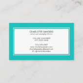 ティール（緑がかった色）青と白の名刺 名刺 (裏面)