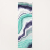 ティール（緑がかった色）、青と白の大理石の流体アート ヨガマット (正面)