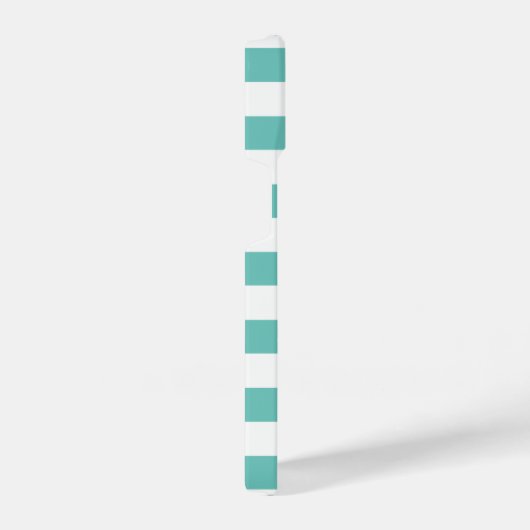 ティール(緑がかった色)青と白の航海の名前をカスタムする iPhoneケース (右側面)