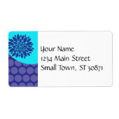 ティール（緑がかった色）青と紫の水玉模様模様 ラベル (正面)