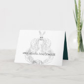 ティール（緑がかった色）青と緑の松の木の日付を保存 招待状 (裏面)