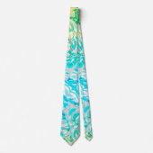 ティール（緑がかった色）、青カラフル抽象芸術 ネクタイ (正面)