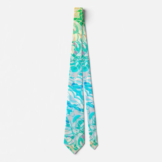 ティール(緑がかった色)、青カラフル抽象芸術 ネクタイ (正面)