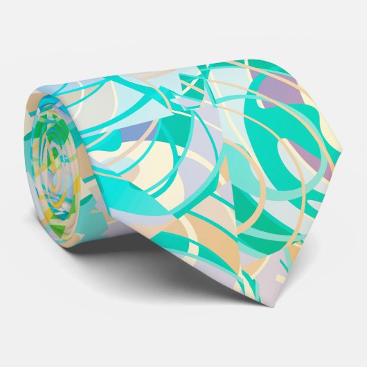 ティール(緑がかった色)、青カラフル抽象芸術 ネクタイ (ロール)