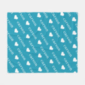 ティール（緑がかった色）青シンプルのパーソナライズされた繰り返し名 フリースブランケット (正面(横))