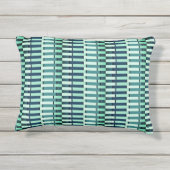 ティール(緑がかった色)青スタイリッシュモダン抽象芸術ストライプパターン アウトドアクッション (裏面)