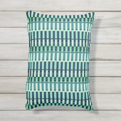 ティール(緑がかった色)青スタイリッシュモダン抽象芸術ストライプパターン アウトドアクッション (裏面(縦))