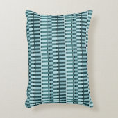 ティール(緑がかった色)青スタイリッシュモダン抽象芸術ストライプパターン アクセントクッション (正面(垂直))