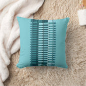 ティール(緑がかった色)青スタイリッシュモダン抽象芸術ストライプパターン クッション (ブランケット)